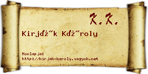 Kirják Károly névjegykártya