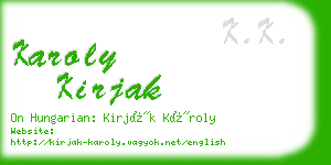 karoly kirjak business card